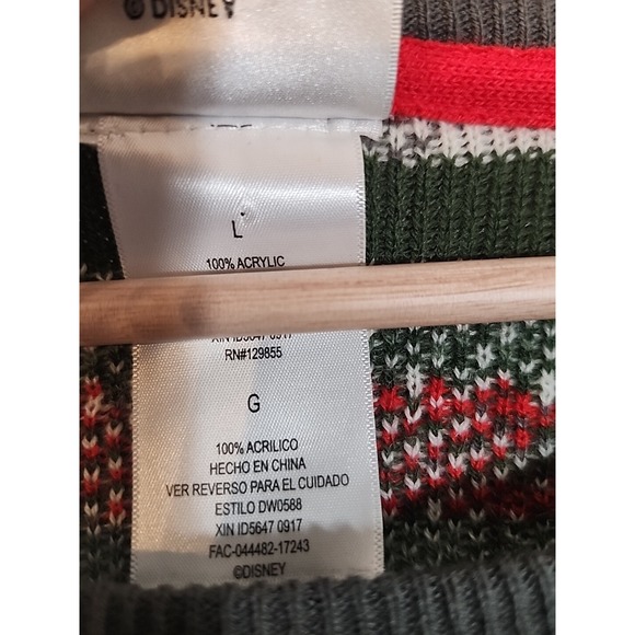 Disney Parks Ugly Christmas Sweater Mickey Mouse Reindeer Sleigh Fair Isle Men L - Picture 3 of 12